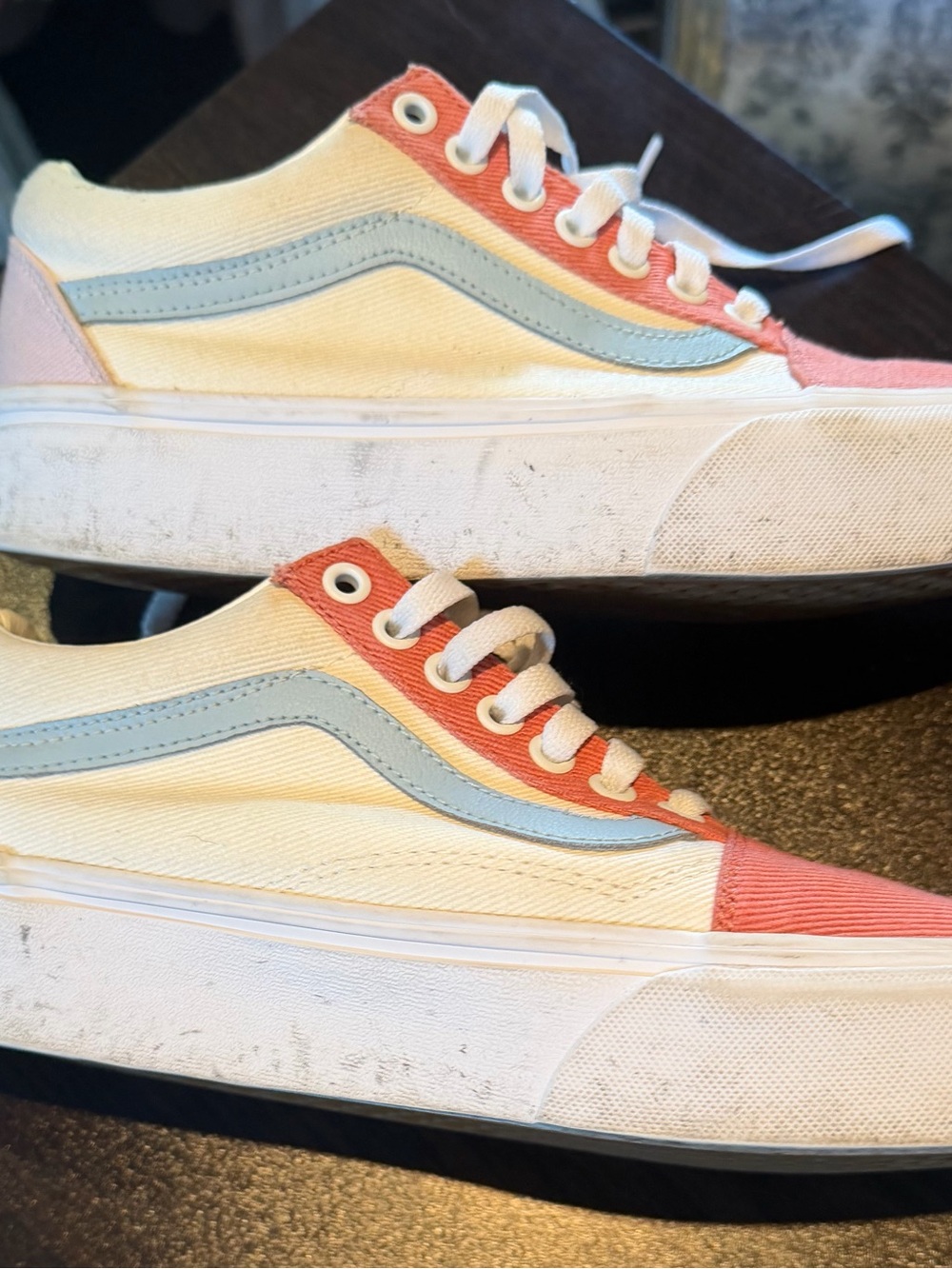 Vans Two-Tone Canvas Sneakers in Coral and Cream - Picture 6 of 6